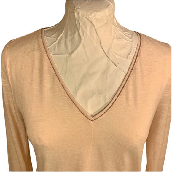 White House Black Market Layer Top XS Classy V-Neck Pastel Beaded Tunic Office - Picture 6 of 9